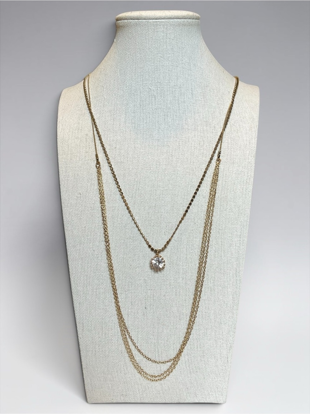 🍭5 for $20🍭 Charming Charlie Gold Tone Crystal Multi Layer Necklace CC X